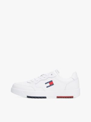 sneakers essential in pelle bianco da uomini tommy jeans