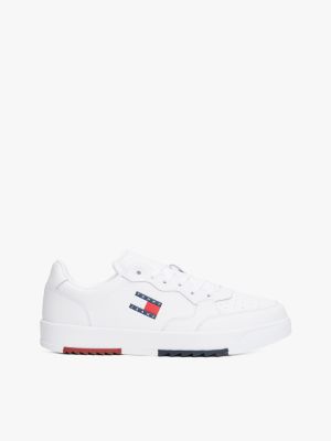 white retro half cleat trainers for men tommy jeans