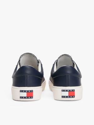 Essential Leather Skater Flatform Trainers Blue Tommy Hilfiger