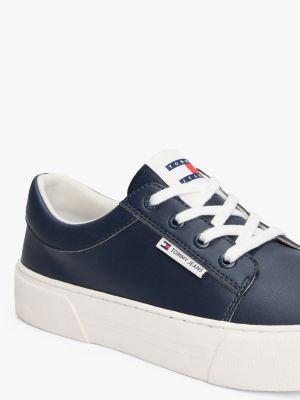 blue essential leather skater flatform trainers for men tommy jeans