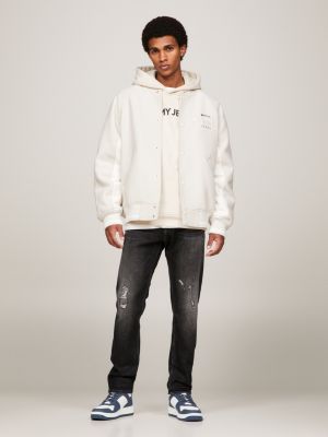 blue retro mid-top basketball-sneaker aus leder für herren - tommy jeans