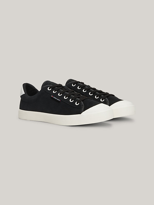 black suede logo lace-up trainers for men tommy jeans