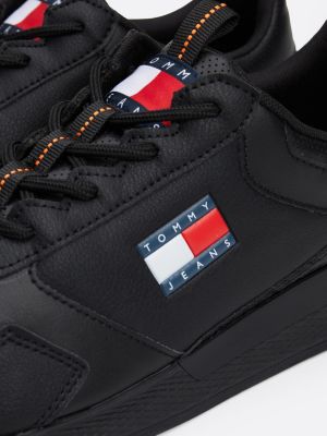 zwart sneaker met logo voor heren - tommy jeans