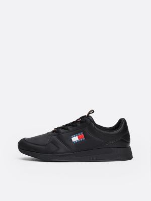 sneakers running con logo nero da uomini tommy jeans