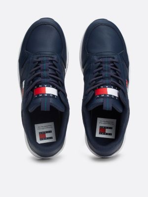 blauw sneaker met logo voor heren - tommy jeans