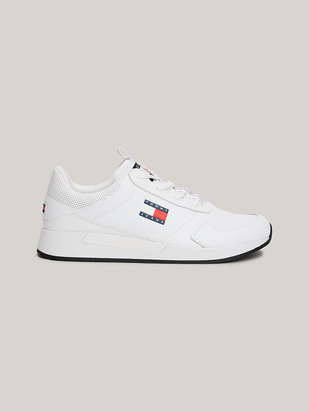 white essential badge flexible runner trainers for men tommy jeans