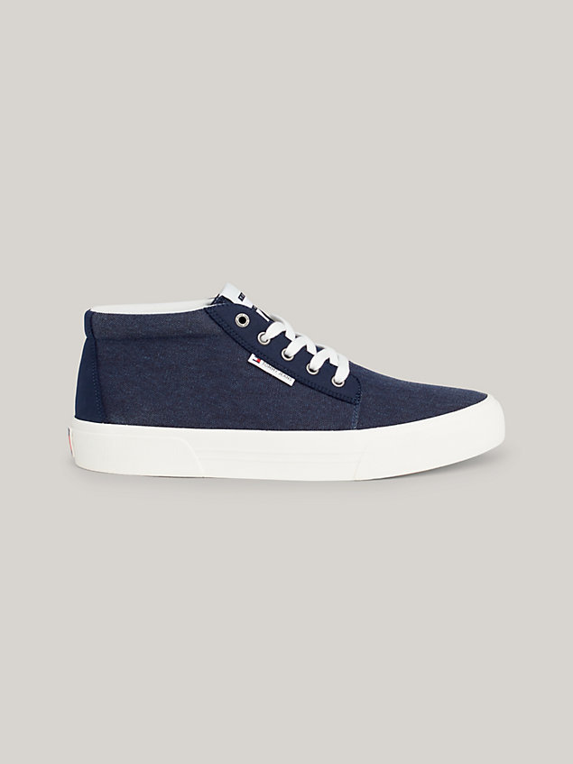 blue mid-top canvas-sneaker für herren - tommy jeans