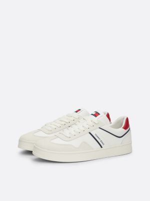 white retro suede cupsole trainers for men tommy jeans