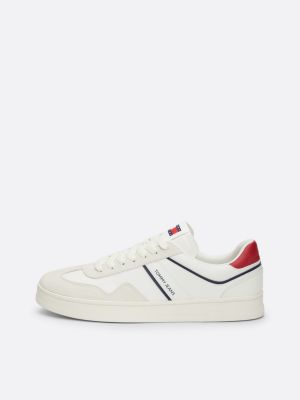 sneakers rétro in camoscio bianco da uomini tommy jeans