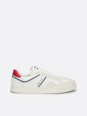 white retro suede cupsole trainers for men tommy jeans