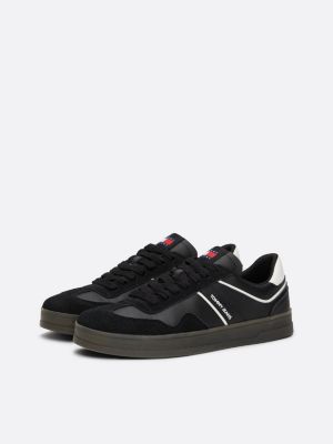 sneakers rétro in camoscio nero da uomini tommy jeans