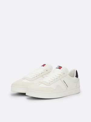 sneakers rétro in camoscio bianco da uomini tommy jeans