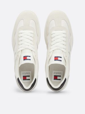 sneakers rétro in camoscio bianco da uomini tommy jeans