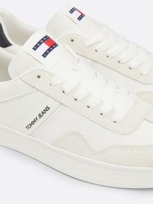 sneakers rétro in camoscio bianco da uomini tommy jeans