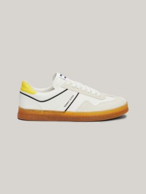 zapatillas de tenis cupsole retro de ante yellow de hombres tommy jeans