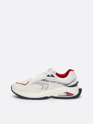 white suede mixed texture running trainers for men tommy jeans