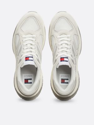 grau strukturierter runner-sneaker aus wildleder für herren - tommy jeans