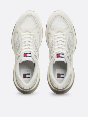 grau strukturierter runner-sneaker aus wildleder für herren - tommy jeans