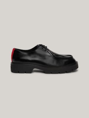 black chunky sole leather derby shoes for men tommy jeans