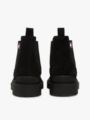 bottes chelsea en daim crantées noir pour hommes tommy jeans