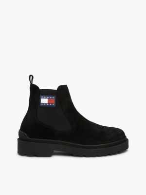 schwarz rutschhemmender chelsea-boot aus wildleder für herren - tommy jeans