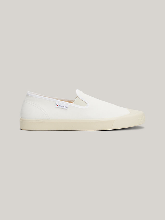 white flexible slip-on bumper trainers for men tommy jeans