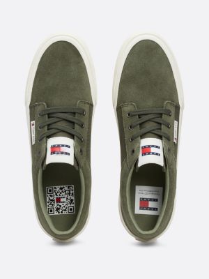 green suede derby skater trainers for men tommy jeans