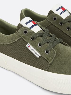 green suede derby skater trainers for men tommy jeans