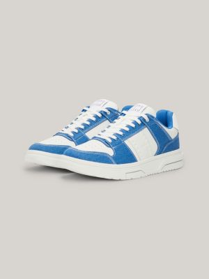 blue the brooklyn mixed denim basketball trainers for men tommy jeans