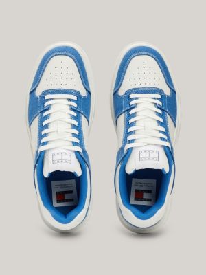 blue the brooklyn mixed denim basketball trainers for men tommy jeans