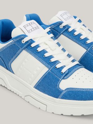 blue the brooklyn mixed denim basketball trainers for men tommy jeans