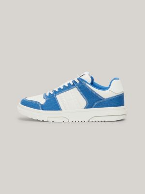 blue the brooklyn mixed denim basketball trainers for men tommy jeans