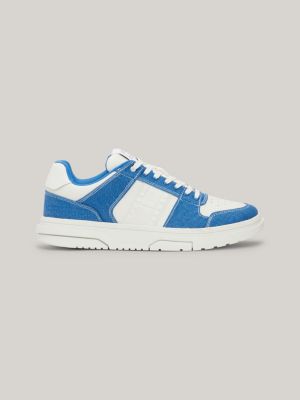 blue the brooklyn mixed denim basketball trainers for men tommy jeans