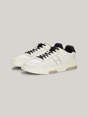 sneakers the brooklyn in pelle martellata bianco da uomini tommy jeans