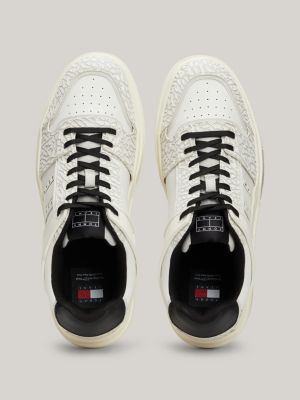 sneakers the brooklyn in pelle martellata bianco da uomini tommy jeans