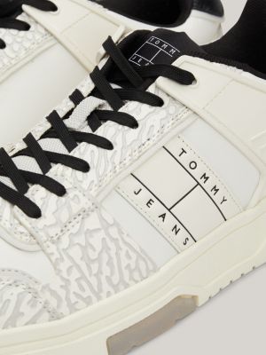 sneakers the brooklyn in pelle martellata bianco da uomini tommy jeans