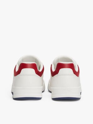 white embossed cupsole trainers with leather for men tommy jeans