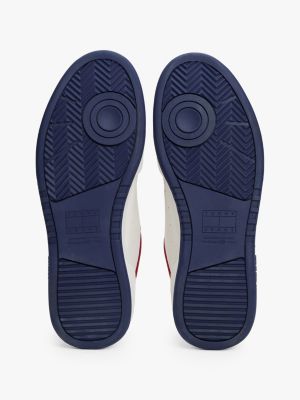 white embossed cupsole trainers with leather for men tommy jeans