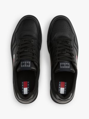 black leather cupsole fine cleat trainers for men tommy jeans