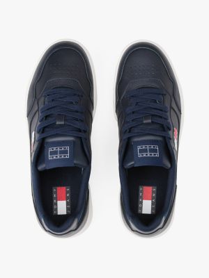 blau leicht rutschhemmender cupsole-ledersneaker für herren - tommy jeans