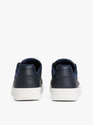 blue leather cupsole fine cleat trainers for men tommy jeans