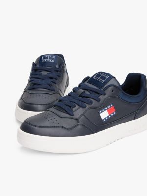 blue leather cupsole fine cleat trainers for men tommy jeans