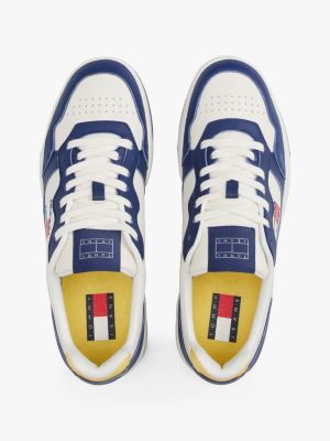 multi embossed cupsole trainers with leather for men tommy jeans