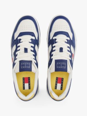 multi leather cupsole fine cleat trainers for men tommy jeans