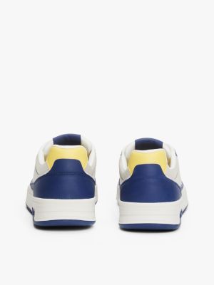 multi embossed cupsole trainers with leather for men tommy jeans