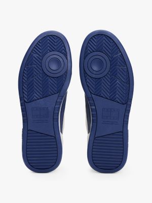 multi embossed cupsole trainers with leather for men tommy jeans