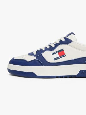multi embossed cupsole trainers with leather for men tommy jeans