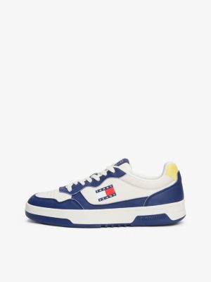 multi embossed cupsole trainers with leather for men tommy jeans