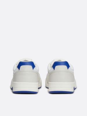 weiß geprägter cupsole-sneaker mit leder für herren - tommy jeans