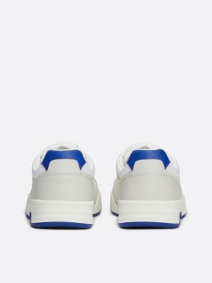 white leather colour-blocked cupsole trainers for men tommy jeans